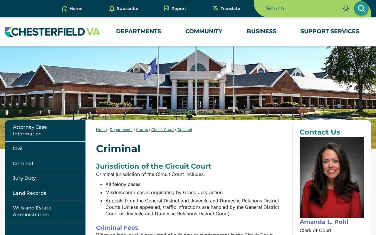 Chesterfield County Circuit criminal court record services