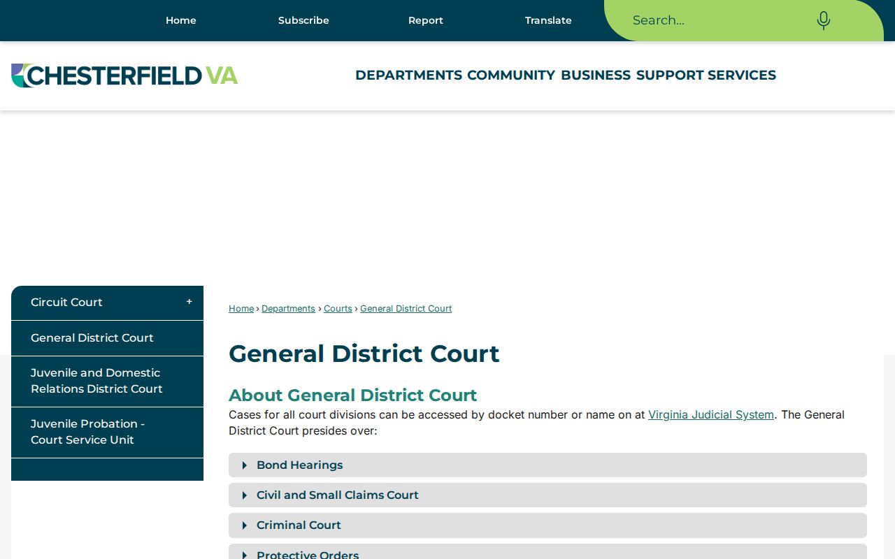 Chesterfield County General District criminal court case information