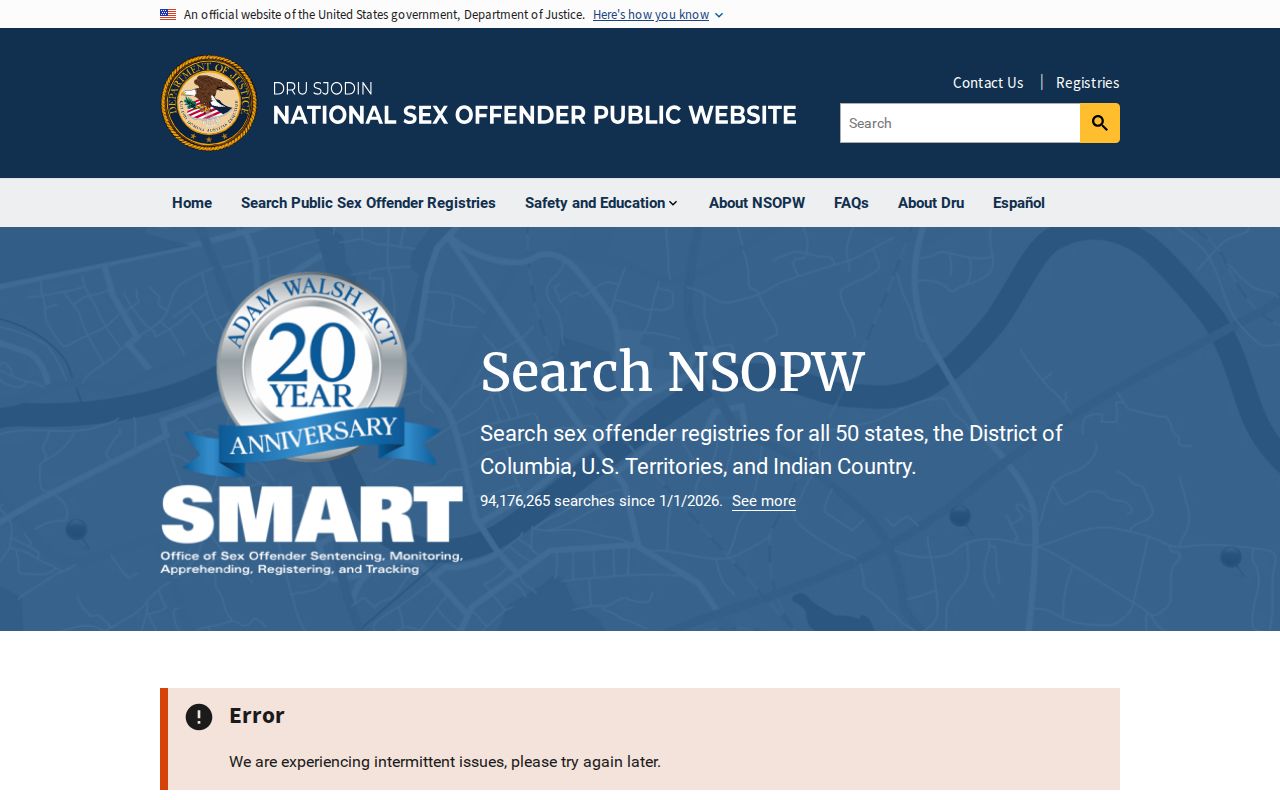 Chesterfield County sex offender check through the NSOPW national registry search